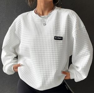 Letter Patched White Sweatshirt